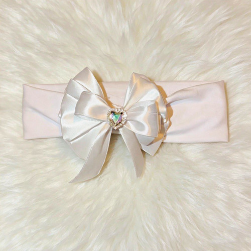 Baby white stretch headband - white,