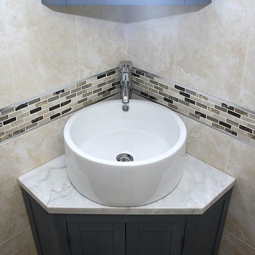 Grey painted bathroom vanity - grey,