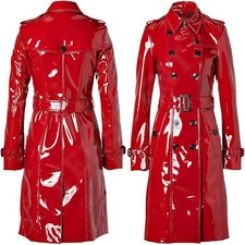 Women PVC Leather Trench Vinyl