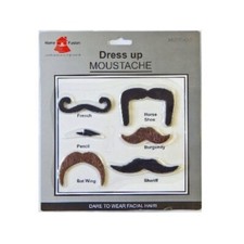 6 x Assorted Dressing Up Fancy Dress Fake Moustache Stag Party Self Adhesive