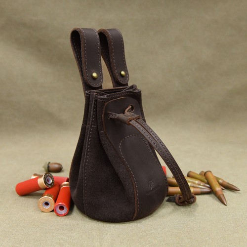Leather drawstring ammo - ammo, pouch