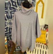 Tuckernuck Funnel Piper Poncho Leather Trim One Size - Slate Blue Women’s