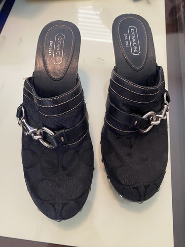 Coach sable wooden clog mules - coach,