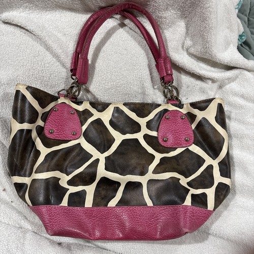 Giraffe print purse - print, pink