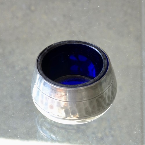 Antique hammered pewter salt - hammered,