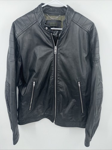 Diesel black leather moto - black,
