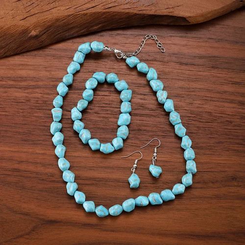 Turquoise beaded necklace - turquoise,