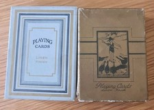 Vintage Linen Finish Playing Cards 2 Packs In Original Boxs Complete Set VGC F