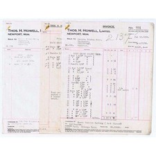 1924 2x Billheads, Thomas H Howell Ltd, Iron Merchants, NEWPORT Mon.
