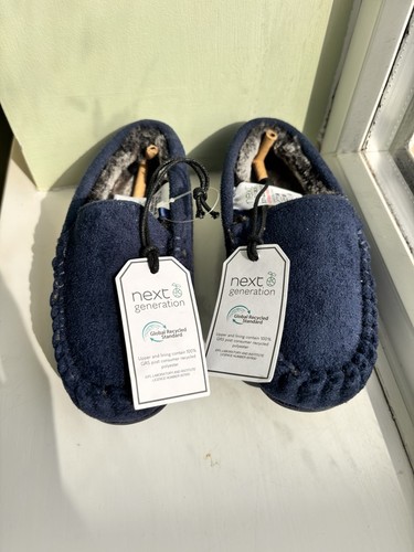 Boys navy mocassin - mocassin, loafer