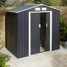 Rowlinson Trentvale 6x4 Metal Apex Shed Dark Grey Garden Storage Unit Lockable