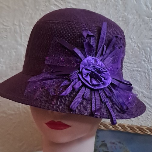Womens purple cloche hat - hat, no
