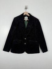 Boden Blazer Size UK 14 Black Jacket Corduroy Cord Marylebone Tailored Minimal