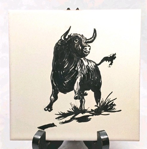 Vintage hand painted - painted, bull