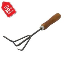 Marksman Heavy Duty Wooden Handle Hand Cultivator Tool Gardening Planting