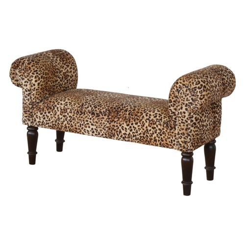 Leopard print velvet bench - leopard,
