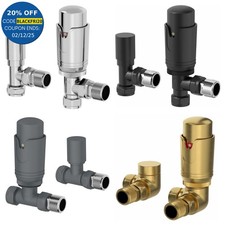 Thermostatic Radiator Valves TRV Heated Towel Rail Angled Corner Straight Valve