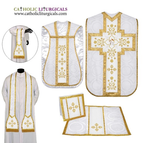 White roman chasuble - white,