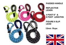 Figure 8  Dog Slip Lead  Training Leads Reflective Rope Padded Handle Anti-choke