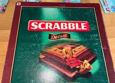Vintage Scrabble Deluxe Mattel 2000 Turntable Wooden Tiles Complete VGC 10+