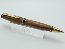 Hand Turned Wooden Ballpoint Pen, GT, Black Ink     "MINT"