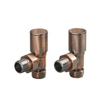 Milano - Copper / Brushed Bronze Designer Angled Radiator Valves