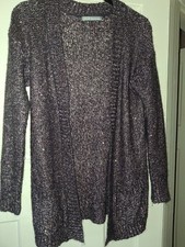 M&S Women Aubergine Cardigan With Rose Gold Sequins Size 12