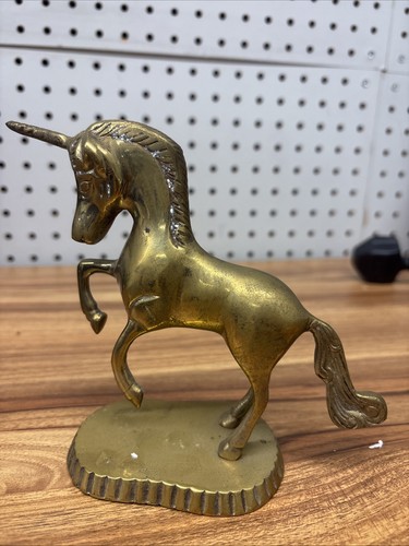 Brass unicorn figure ornament - unicorn,