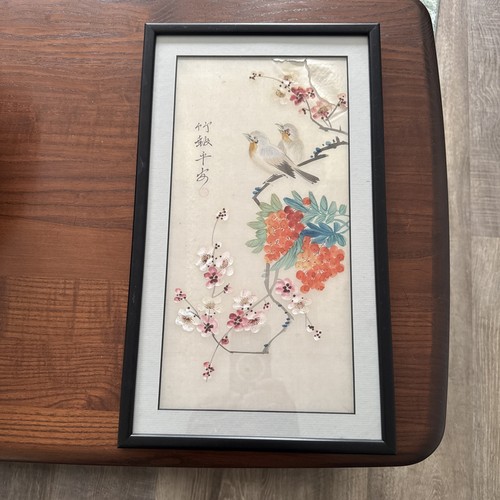 Framed birds and blossom - framed,