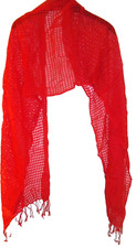 Hobbs Katya Monte Carlo Scarf poppy red cotton silk blend textured shawl vgc