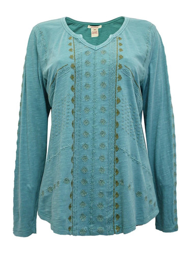 Turquoise embroidered cotton - turquoise,