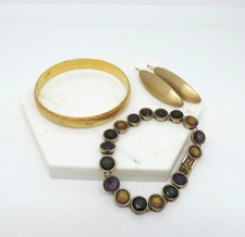 Vintage Monet Gold Tone Bracelet, Bangle & Earrings x3- Thames Hospice