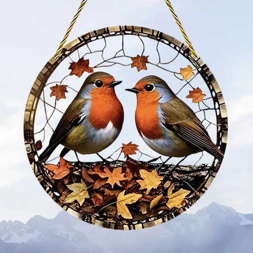 Large robin suncatcher hanging - suncatcher,
