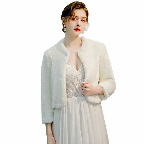 Women bridal faux fur - faux, bolero