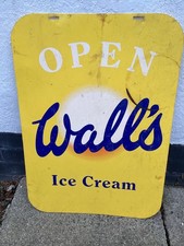 Original vintage Walls Ice Cream Open metal sign