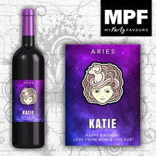 Personalised Birthday Zodiac Wine Gin Vodka Bottle Label - Astrology Horoscope