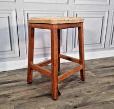 Vintage Retro Mid Century Solid Wooden Vinyl Kitchen Stool - For Restoration