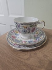 Vintage Imperial Bone China 22KT Gold Floral Tea Trio