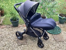 Egg 2 Stroller Pushchair finished in Cobalt Fabric and Gun Metal Mirror Chassis
