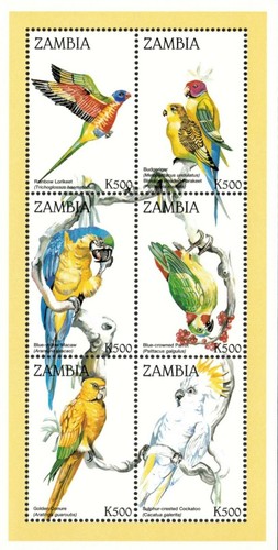 Zambia 1997 parrots birds - -,