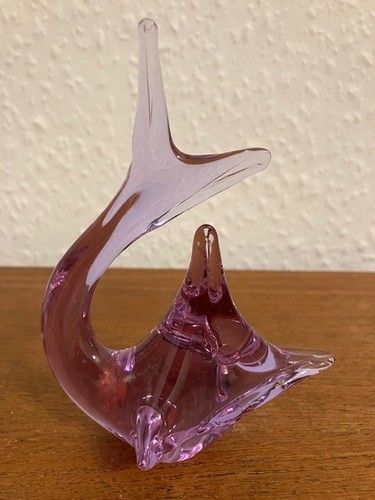 Cranberry murano glass fish - cranberry,