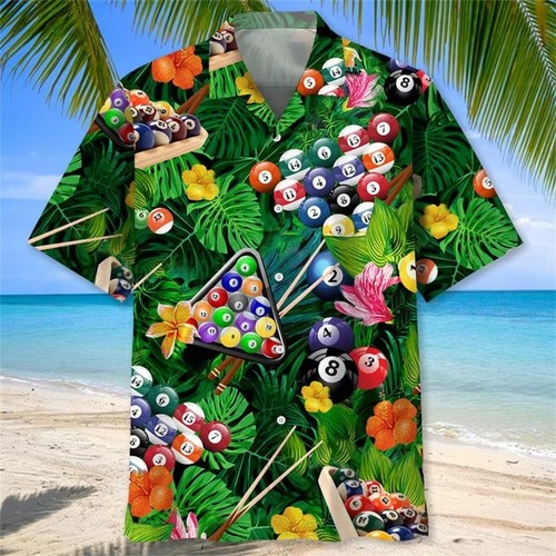 Mens button down billiard pool - button,