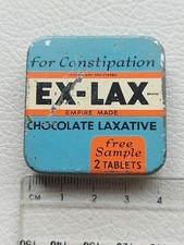 A Vintage Advertising Promotional Sample Tin Ex-Lax Chocolate Laxative 2 Tablet