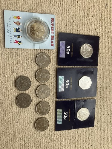 Lot 50p coins rupert - coins,
