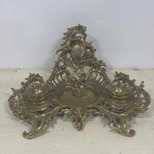 Antique victorian twin inkwell - twin,