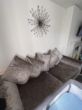 4 Seater Crushed Velvet Silver