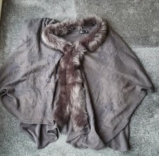 Kranti Grey Faux Fur Trim Wrap