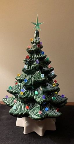 Lighted ceramic christmas tree - lighted,