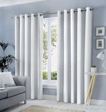 Fusion White Tartan Curtains – W168 x L229cm – 2 Panels – 100% Cotton –