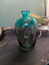 Teal Hand Blown Art Glass Vase